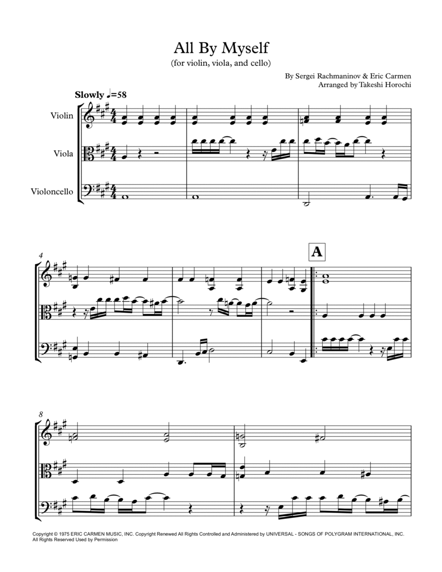 All By Myself by Celine Dion String Trio Digital Sheet Music Sheet Music Plus