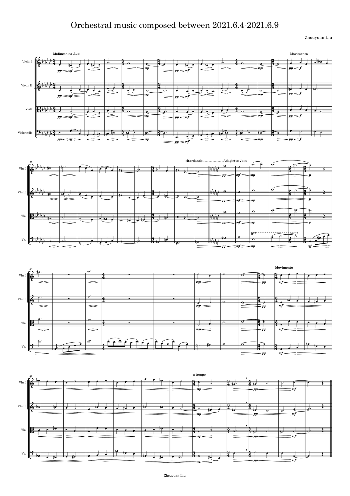 Orchestral music composed between 2021.6.4-2021.6.9 (A3 Complete score and B4 Parts)