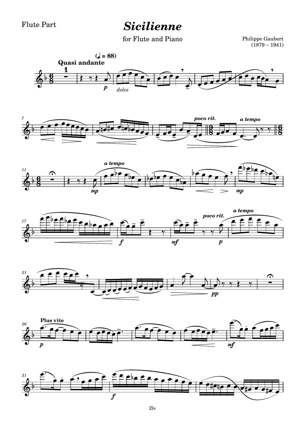 Sicilienne, flute part